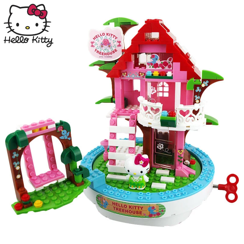 Hello kitty Мини блок парк развлечений строительные блоки игрушки составное здание