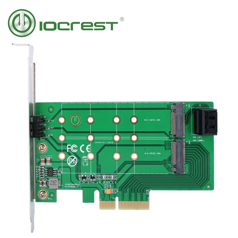 Карта адаптера IOCREST PCIe x 4 к NGFF(PCIe) NVMe SSD и SATA 2 NGFF(SATA)| |