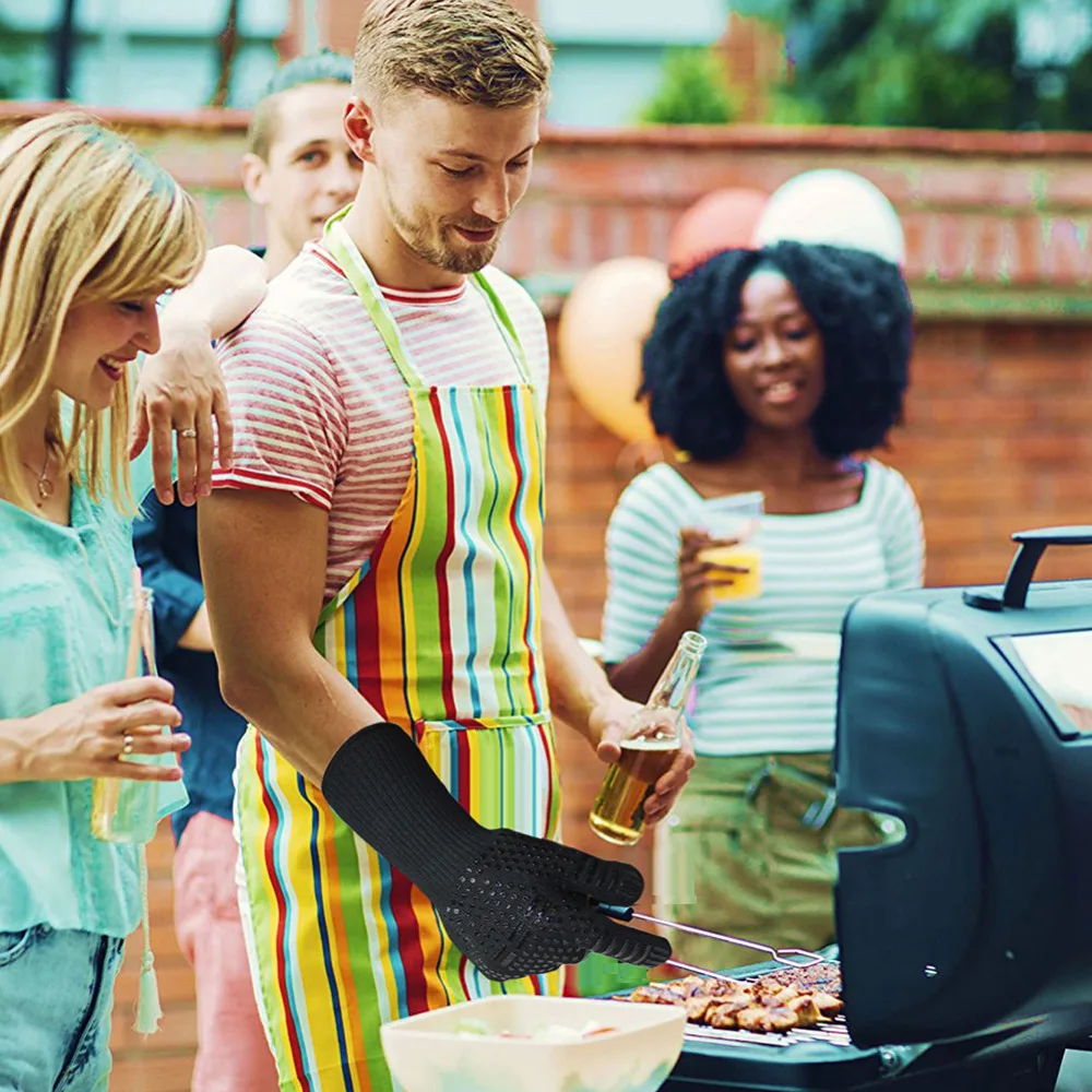 Термостойкие силиконовые перчатки для жарки жаропрочные по Цельсию 300