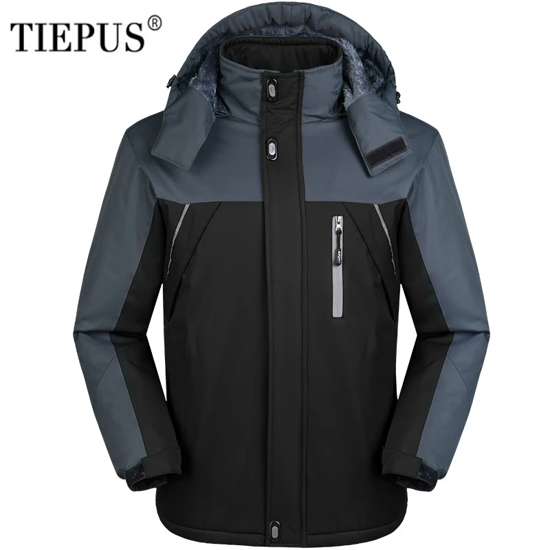 TIEPUS, новинка размера плюс M~ 4XL 5XL, зимняя военная куртка, Мужская ветрозащитная водонепроницаемая куртка, Мужская бархатная верхняя одежда, Зимняя парка, пальто