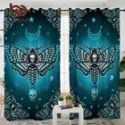 Занавеска BeddingOutlet для гостиной, Готическая занавеска с черепом, Затемняющая занавеска для спальни, занавески с бабочками, синие занавески, 1 шт.