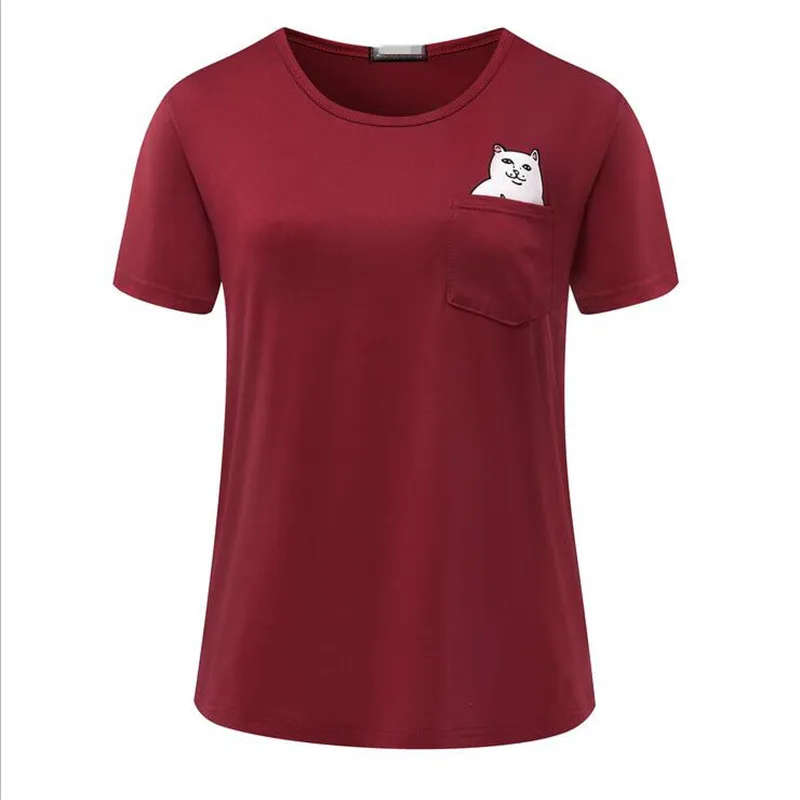 Женская футболка летняя стильная повседневная с кошкой|tees polo|tee shirt printing equipmenttee