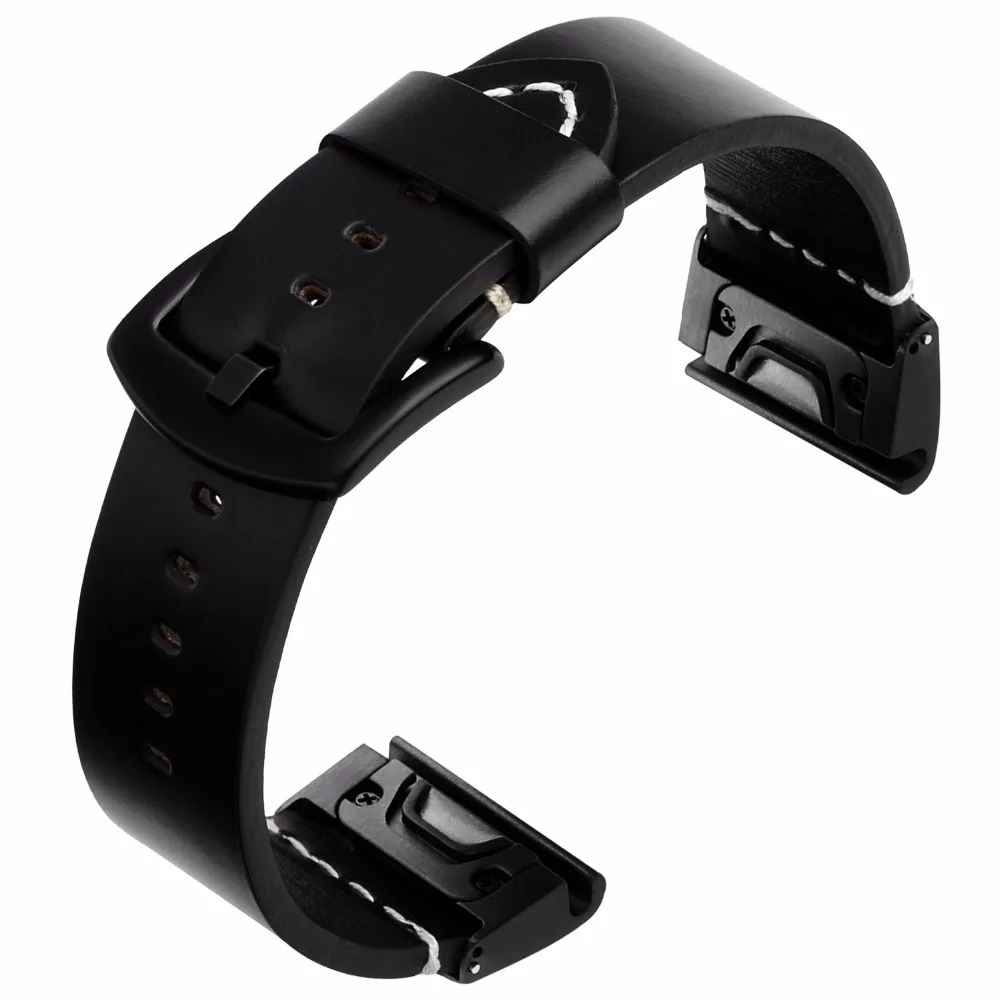 Ремешок для часов из натуральной жирной кожи для Garmin Fenix 3/3 HR/5X/5X Plus, Быстросохнущий ремешок для часов, браслет с застежкой из титановой стали