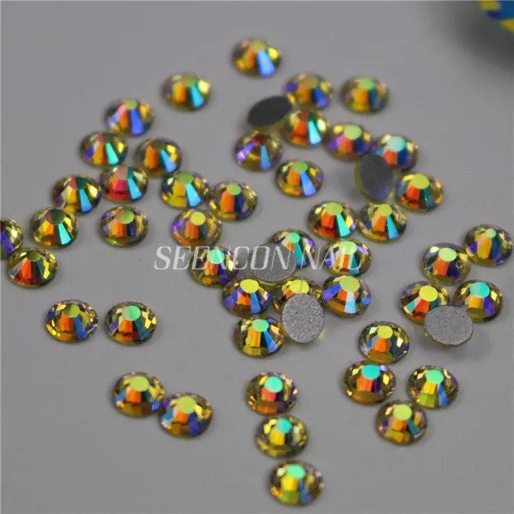

1440pcs/lot Jonquil AB Rhinestone Nail Art Decorations Crystal Glass Strass Flatback Non Hotfix Rhinestones For 3D DIY Nails Art