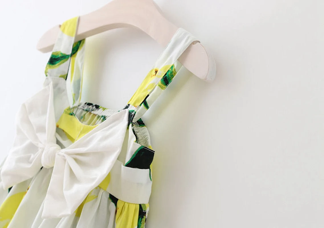 Летние платья с бантом и цветочным принтом для маленьких девочек сарафан без