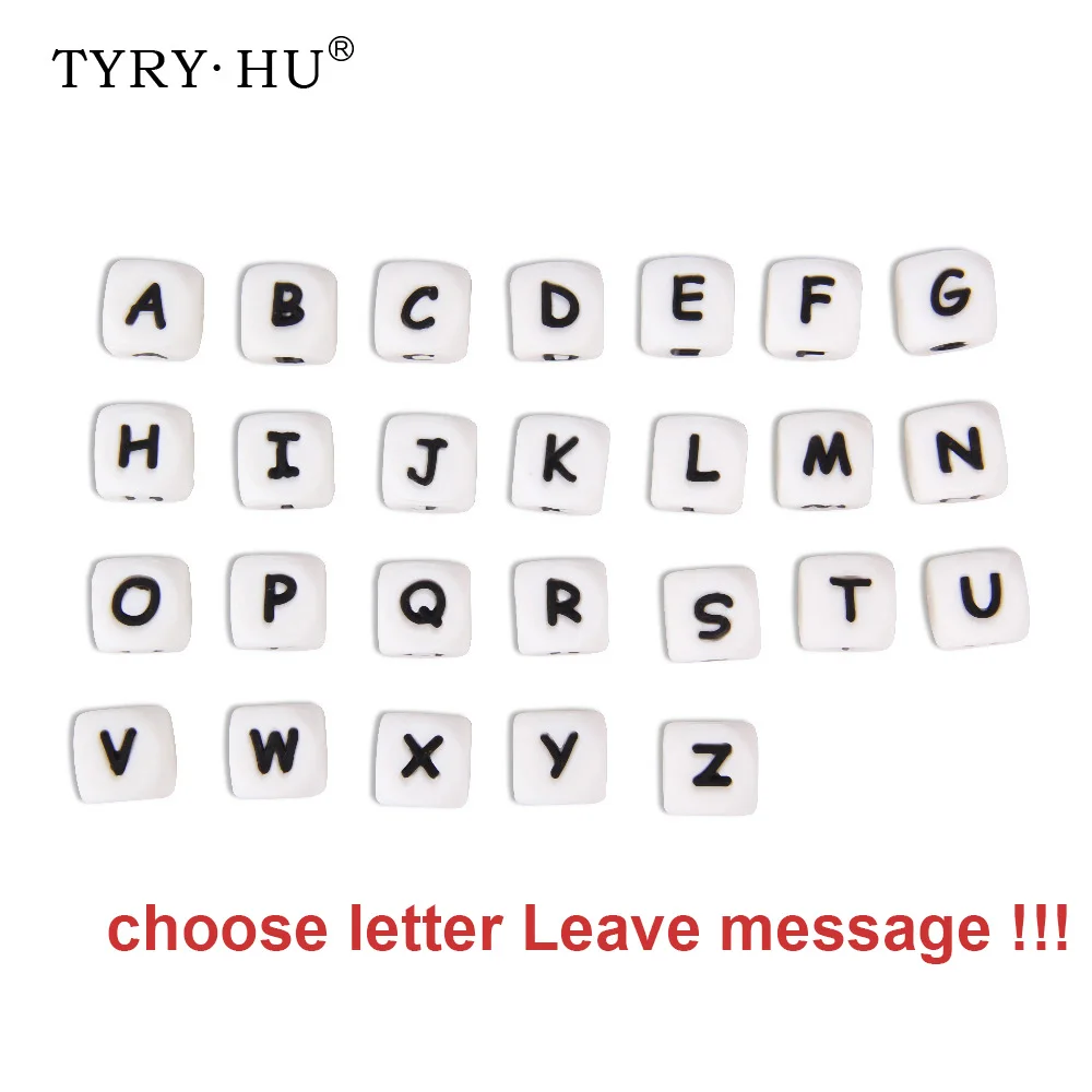 TYRY.HU 100Pc Chewing Silicone Beads BPA-Free 12mm Alphabet Letter Beads For Teething Baby Pacifier Chain DIY Accessories