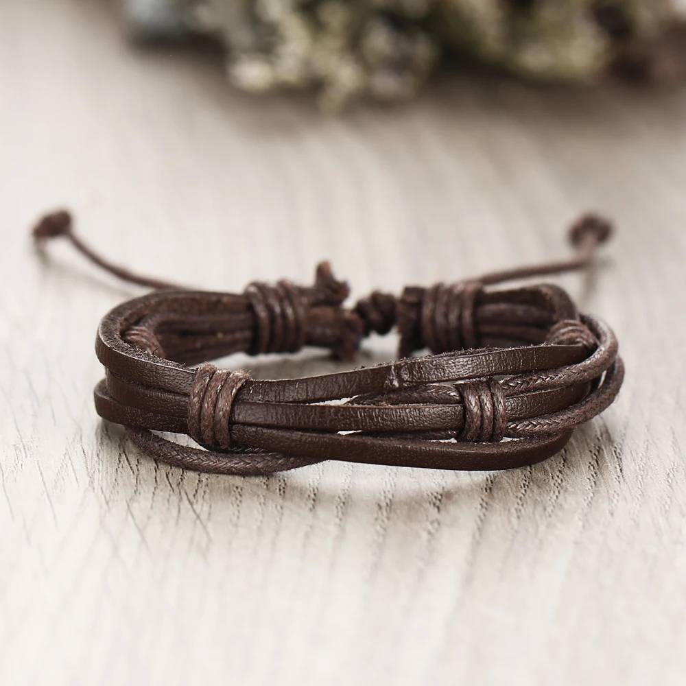 Женский и мужской кожаный браслет IF ME винтажный многослойный Плетеный