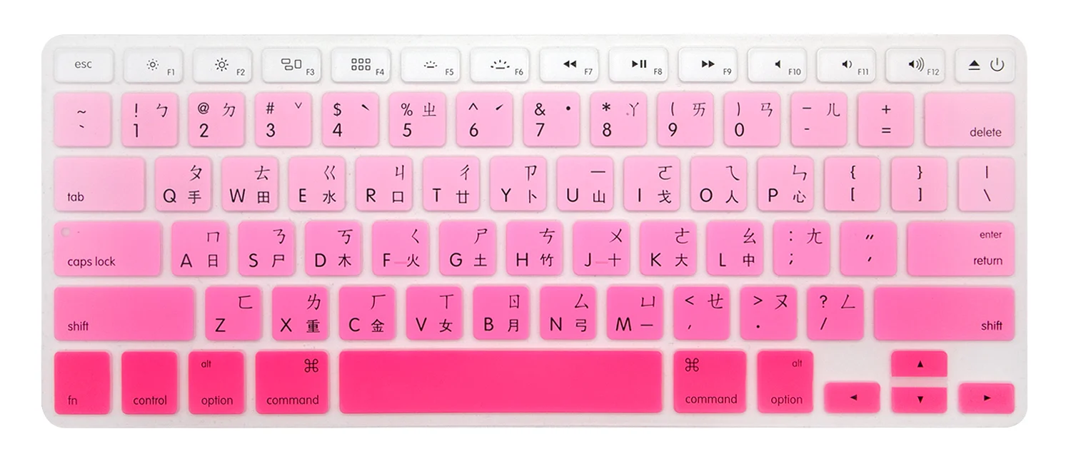 Ombre Pink HRH тайваньский язык силиконовая клавиатура крышка клавиатуры кожи Защитная пленка для MacBook Pro retina Air 13 15 17 английская версия - Цвет: Ombre Pink