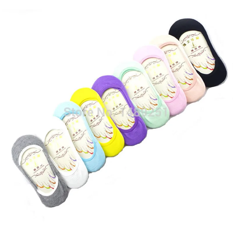 5 пар / пакет конфеты цвет летние женские хлопчатобумажные носки лодки Невидимый