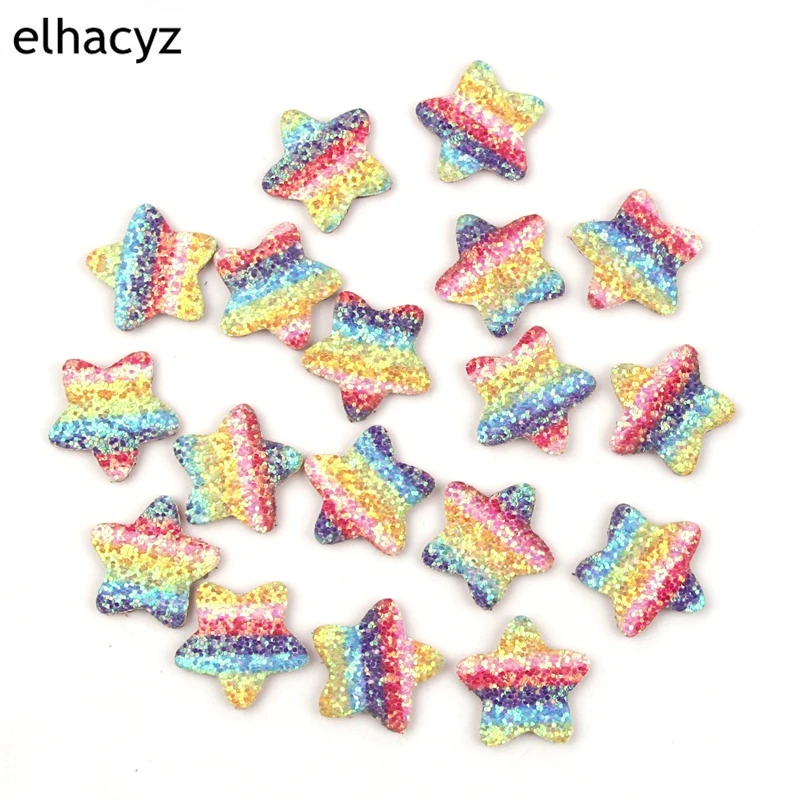100Pcs/Lot Rainbow Felt Pads 3cm Glitter Stars For DIY Hair Accessories Girls Clips Headband Headwear |