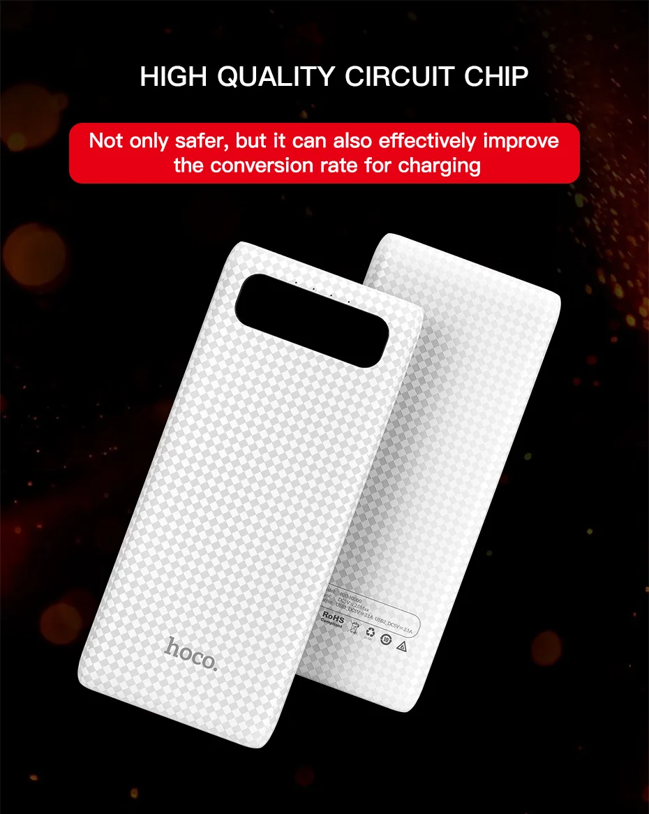 HOCO 20000 мАч 18650 2USB внешний аккумулятор с ЖК-экраном портативный внешний аккумулятор зарядное устройство для мобильного телефона 10000 мАч Внешний аккумулятор