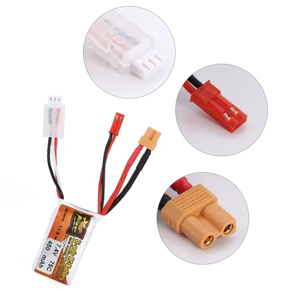 ZOP Power 7 4 В 450/1100 мАч 75/70C 2 S 1 P Lipo Батарея JST XT60 Plug Перезаряжаемые для скоростного