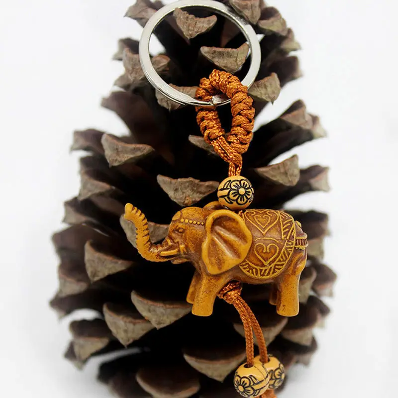 Lucky Elephant Carving Wooden Pendant Keychain Key Chain Ring Evil Defends Gift | Украшения и аксессуары