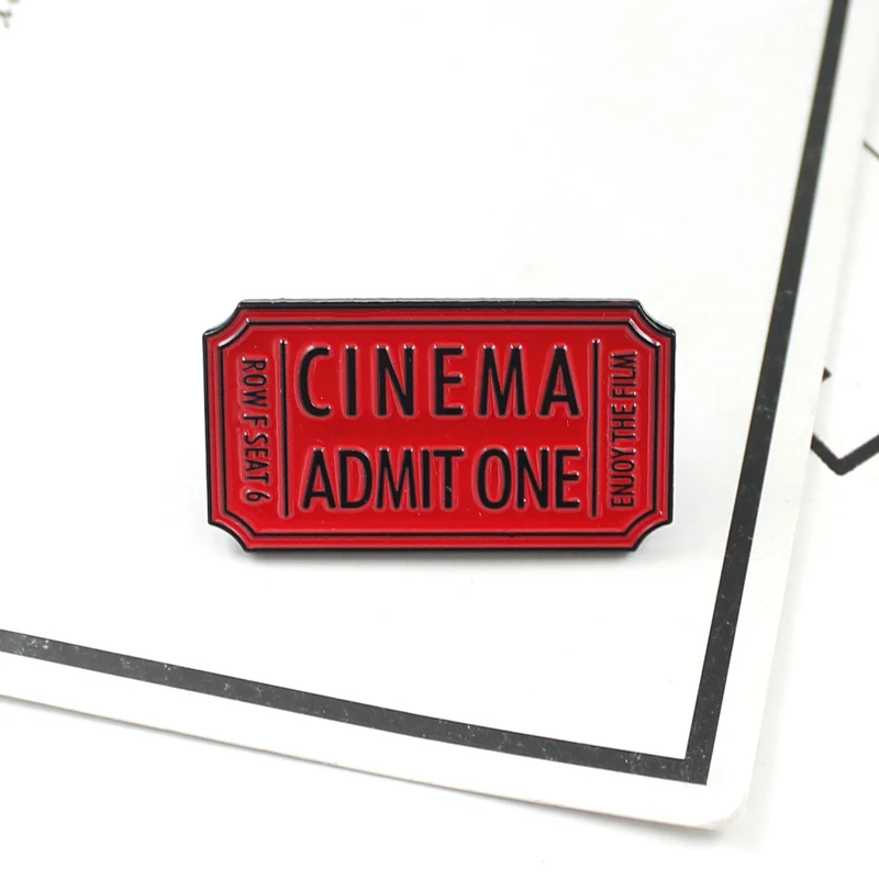 GDHY Brooch Cinema Admit One Red Movie Ticket Enamel Pins Film Custom Pastel Brooches Denim Shirt Lapel Pin Punk Jewelry | Украшения и