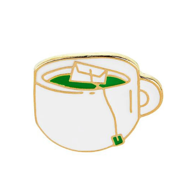 Hot Sale Cute Enamel Cartoon Cat Coffee Cup Shape Metal Pins Button Badg Coat Bag Clothes Jeans Accessories |