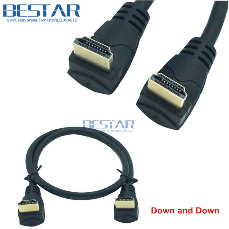 (100 шт./лот) HDMI 2 0 Угловой кабель 4K * 2K @ 60HZ вниз или вверх V штырь Удлинительный 30 см 1
