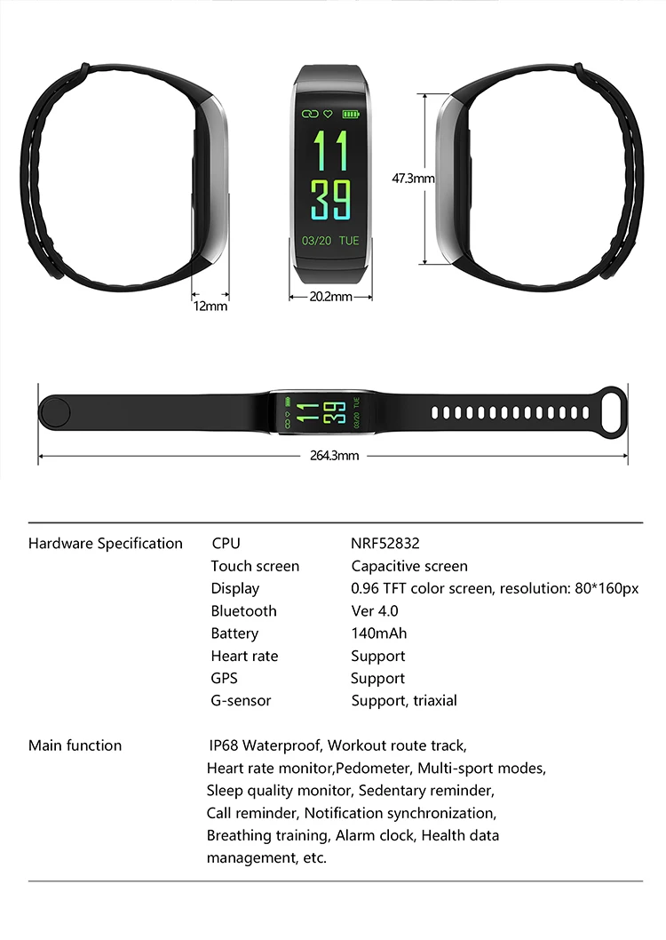 IP68 Водонепроницаемый gps Smart пульсометр часы Фитнес браслет, трекер активности 3 Для Сяо Ми Android IOS Телефон
