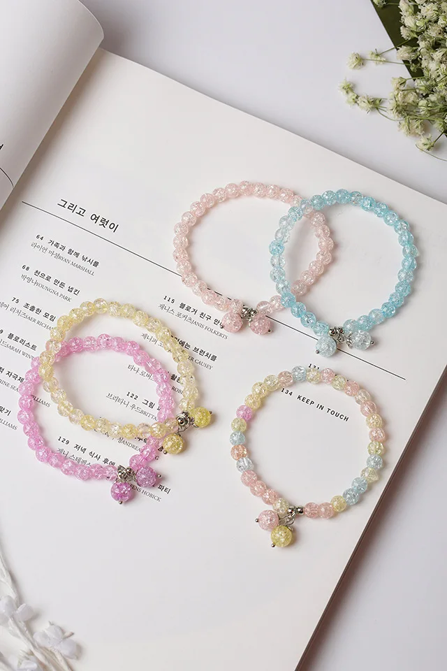 YoYoRan fashion jewelry color crystal beaded elastic strand bracelet woman blue pink yellow bead charm for girl | Украшения и