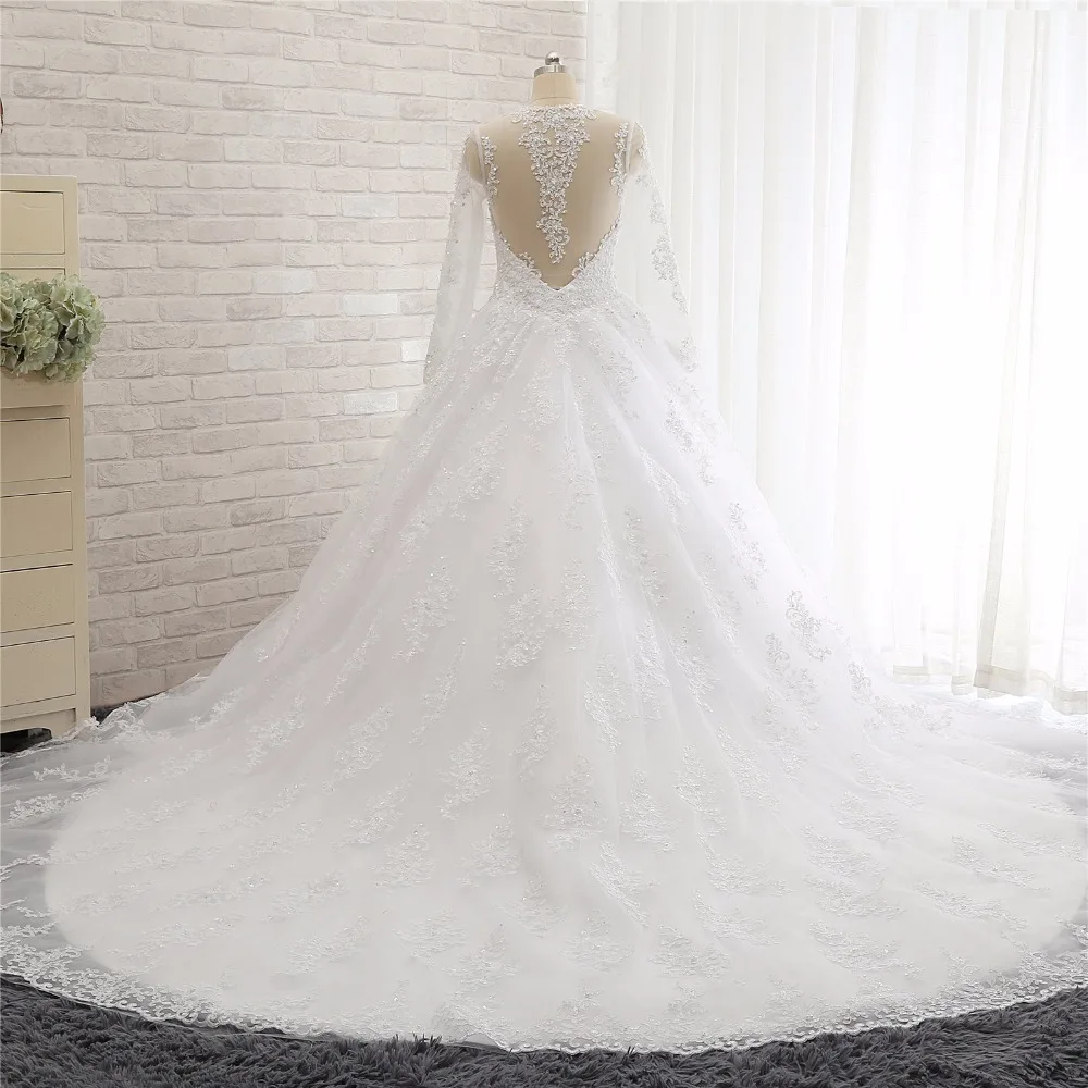 Vestito Sposa новые Дизайн с длинным рукавом Свадебные платья А 2018 Иллюзия декольте