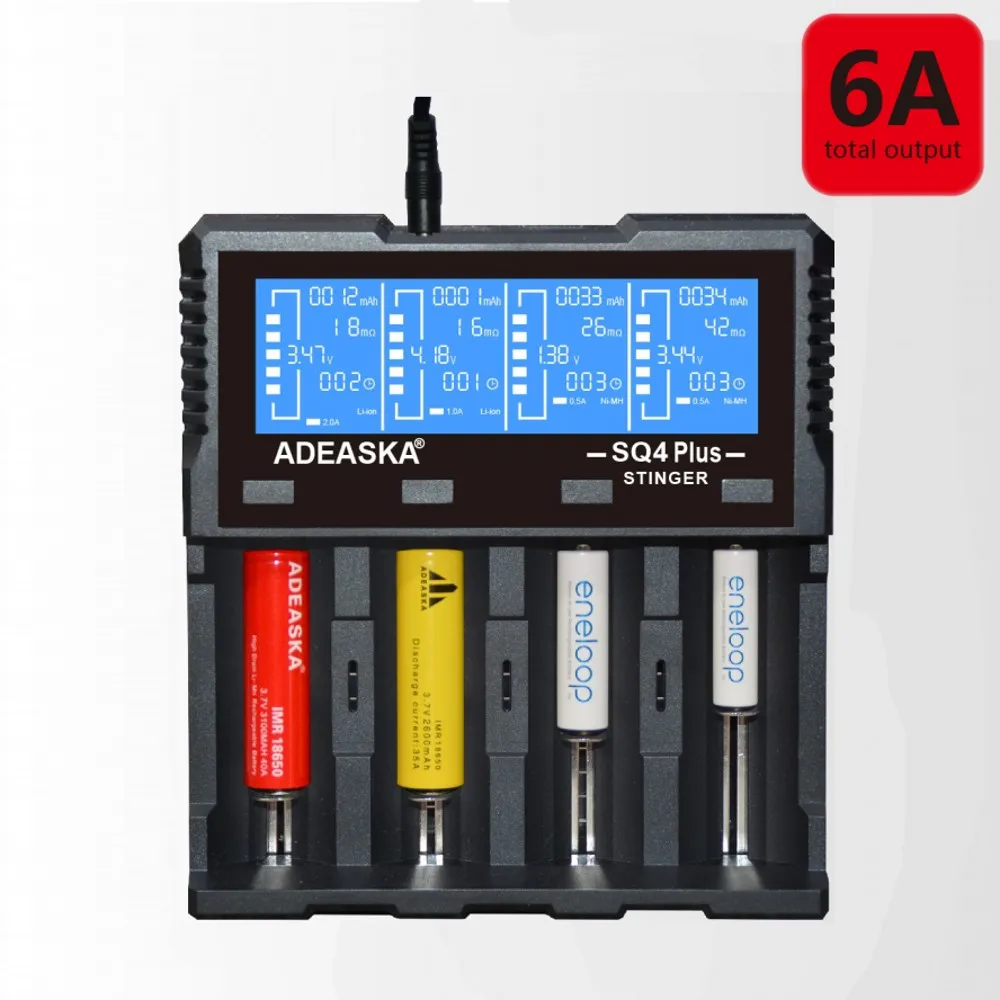 

ADEASKA VC4 плюс интеллигентая (ый) ЖК-дисплей 18650 Батарея Зарядное устройство для литий-ионный Тип/IMR/LiFePO4/металл-гидридных или никель 26650 10440 16340 ...