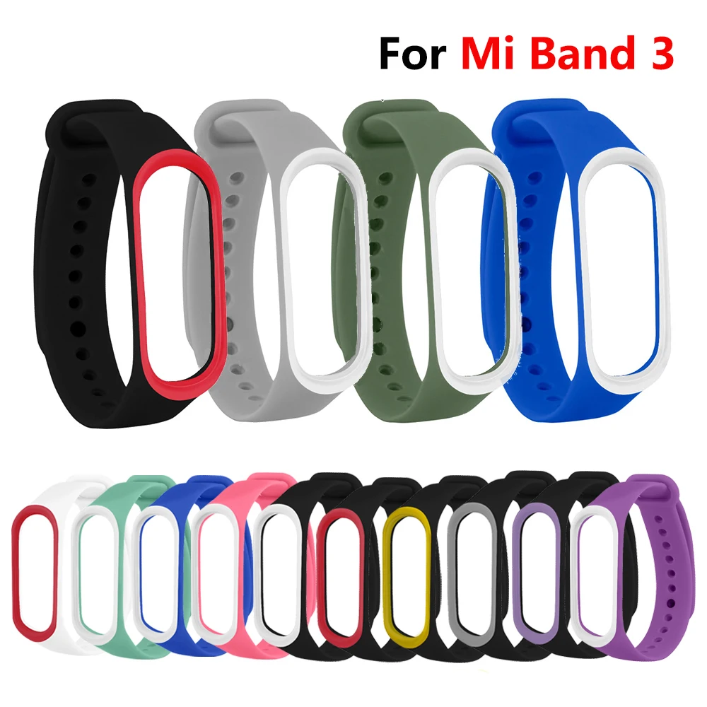 Браслет Mi Band 3 для Xiaomi ремешок на запястье Двойной Цветной силиконовый браслет
