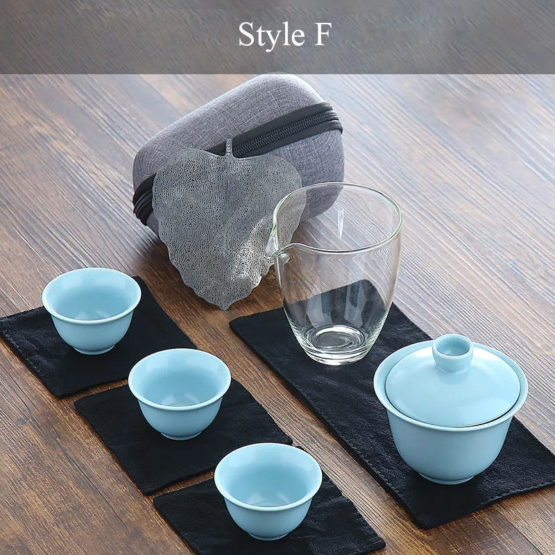 TANGPIN керамический чайник gaiwan чайные чашки китайский чайник портативный дорожный чайный набор - Цвет: Style F