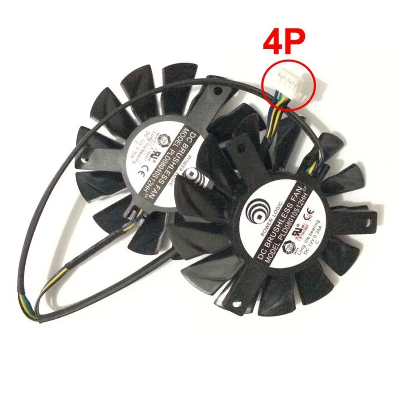 2 шт./компл. 75 мм DC 12V 0.35A 4Pin двойной вентилятор в качестве замены для MSI Twin Frozr III