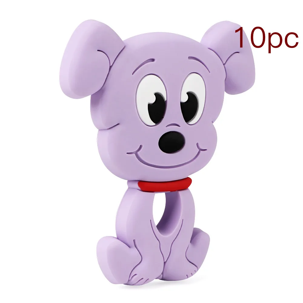 Purple TYRY. HU 10 шт. милый Прорезыватель для зубов для малышей, Прорезыватель зубов, подвески, силиконовая подвеска, собака для детей, Прорезыватель зубов, подарок - Цвет: Purple