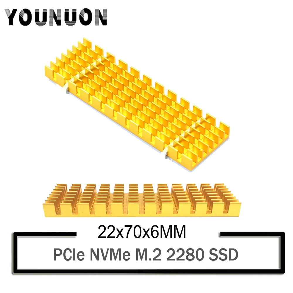 2 шт., алюминиевые радиаторы YOUNUON для PCIe NVMe M.2 2280 SSD с силиконовой термоподкладкой