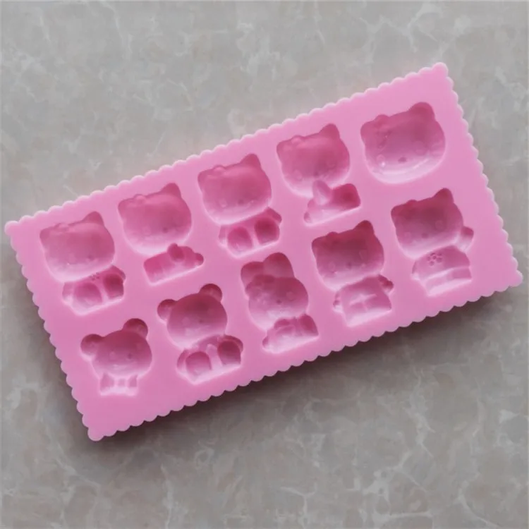 10 с кружевом мультфильм Кот Силиконовые форма для мыла рук шоколадные формы