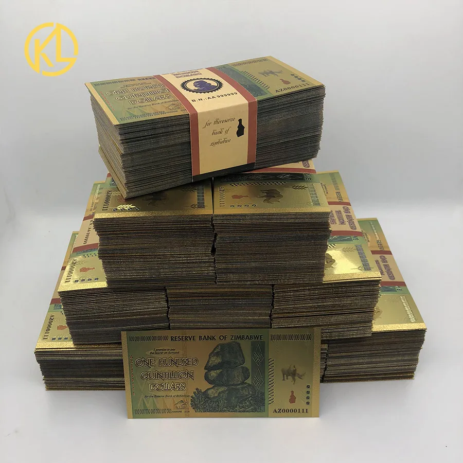 Оптовая продажа 1200 шт. за коробку сто триллионов/квинтиллион долларов Золотая