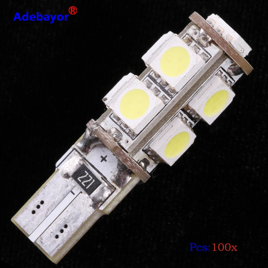 100 шт. T10 9 SMD 5050 Светодиодный светильник CANBUS без ошибок для салона автомобиля 194 W5W 5