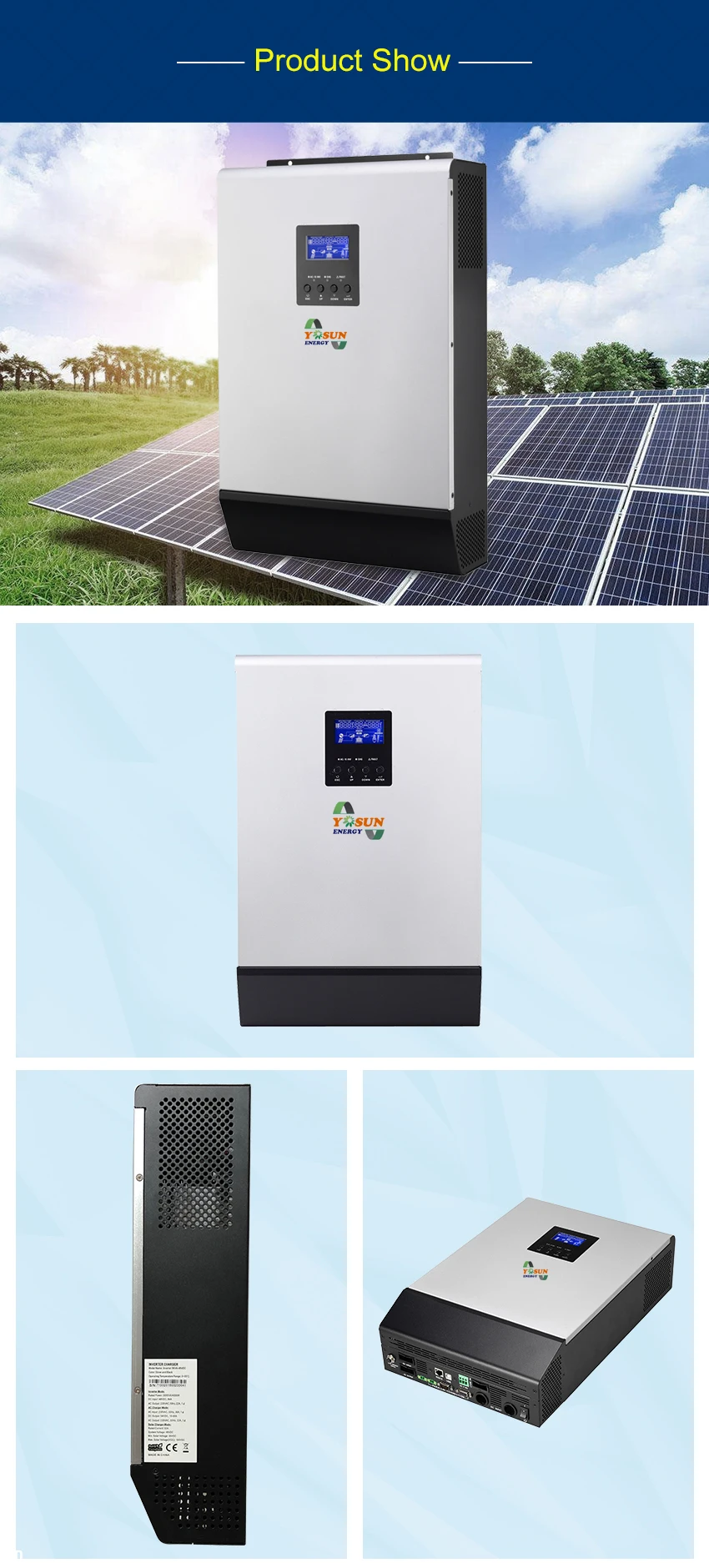 8000 Вт ШИМ солнечный инвертор 10Kva 48Vdc безсетевой инвертор 220vc-230vac 50A Чистая синусоида Инвертор Гибридный инвертор 60A AC зарядное устройство