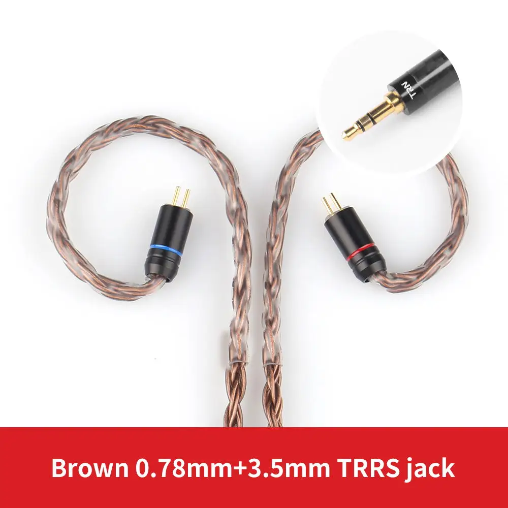 Brown 3.5MM 0.78M AK лампа указателя T2 16 Core с серебряным покрытием обновления HIFI кабель 3,5/2,5/4,4 мм разъем MMCX/2Pin разъем для лампа указателя V80/V30/IM1/IM2/X6 олова T2 - Цвет: Brown 3.5MM 0.78M