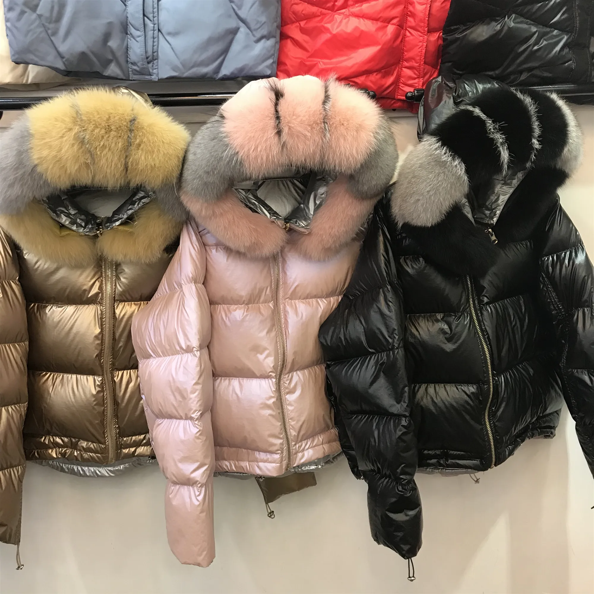 Женский зимний пуховик с лисьим мехом, новинка года, зимняя куртка для женщин, Детский пуховик с капюшоном, толстый пуховик на утином пуху, Двустороннее пальто