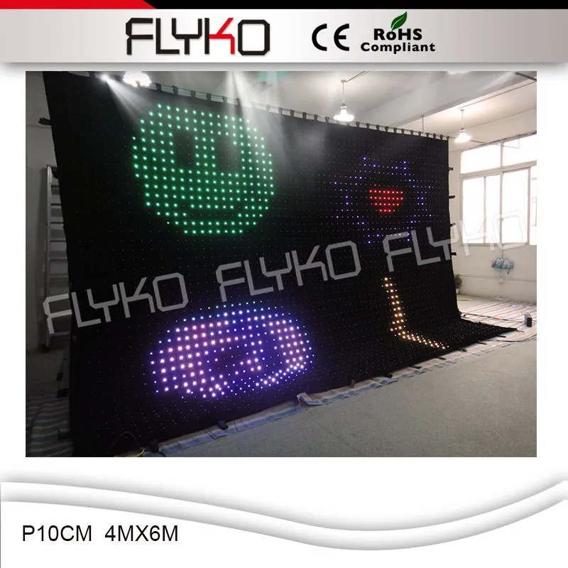 Сценический декоративный светильник гибкая светодиодная занавеска CE ROHS Flyko DMX P10