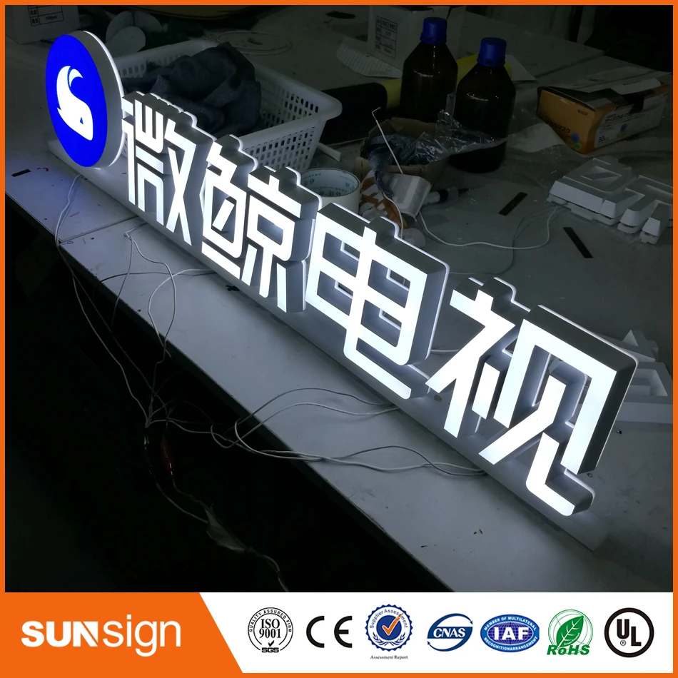Acrylic double lighted mini led letters