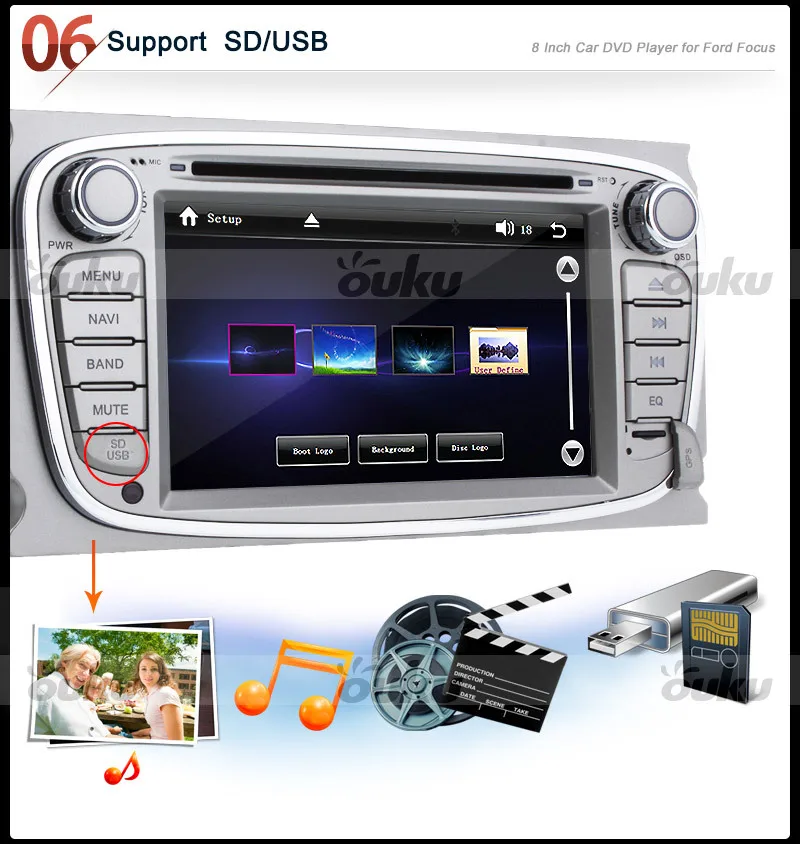 Два Din 7 Дюймов Автомобиля Dvd плеер Для FORD/FOCUS 2/MONDEO/S MAX/CONNECT 2008 2011 С Wifi 3 Г Радио GPS RDS Ipod