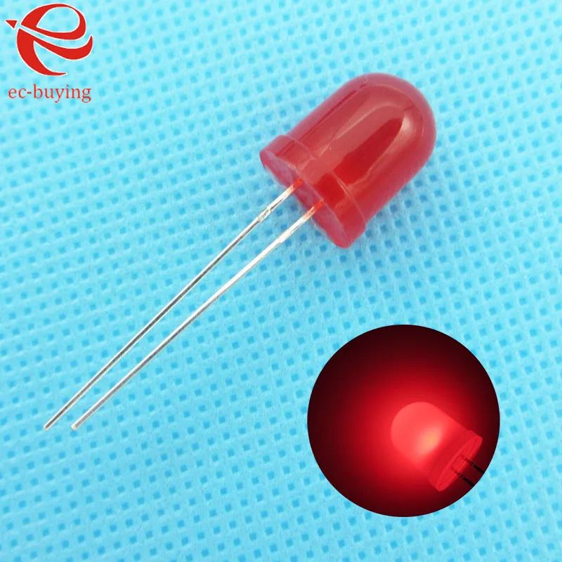 10 мм светодиодный красный диффузор круглые светоизлучающие диоды лампа Bead DIP Plug in