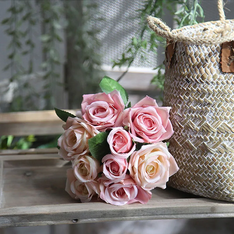 6 головок + 3 бутона/Букет искусственных цветов женский Букет невесты свадебное