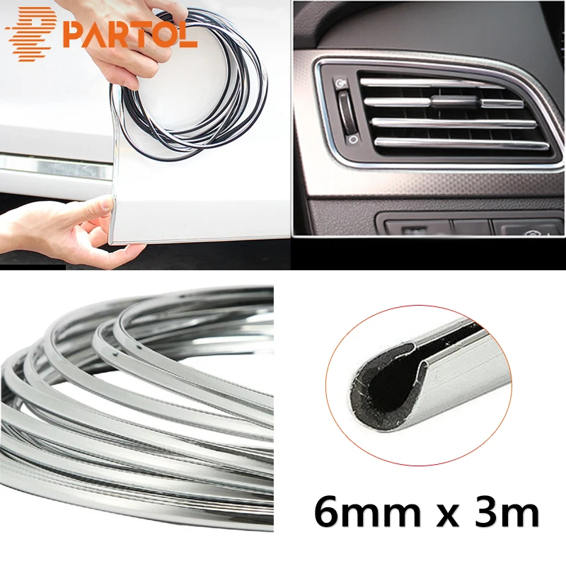Хромированная лента для молдинга Partol 2 шт. 6 мм x 3 м декоративная защиты дверей