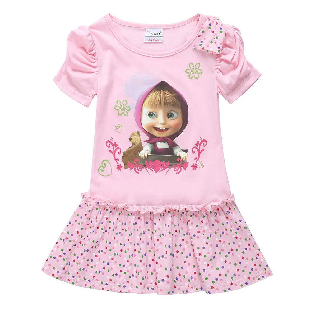 AS5306-Pink-2 JUXINSU/летние платья для девочек платье с короткими рукавами и объемным рисунком Марты для девочек от 1 до 7 лет - Цвет: AS5306-Pink-2