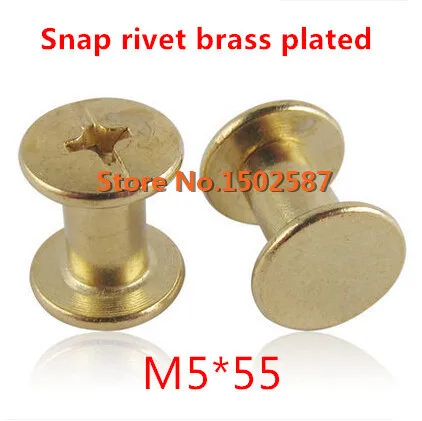 

50 Pieces/lot M5*55 Album Picture Book Screw Male-Female Snap Rivets Brass Plated
