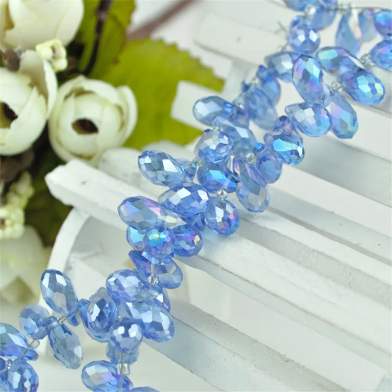 100pcs/lot 6x12mm Light Blue AB Teardrop Beads Faceted Crystal Glass For Jewelry Making Loose Craft Bracelet DIY | Украшения и