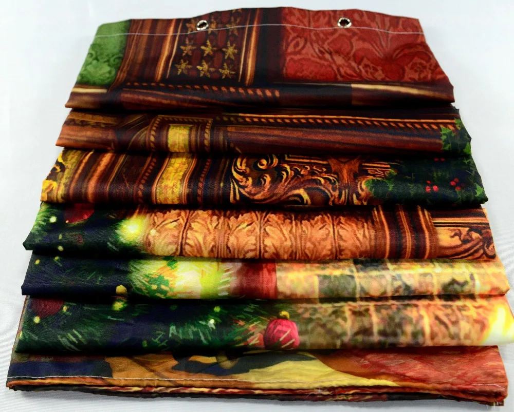 3D Waterproof Shower Curtains Polyester Bathroom Decor Christmas Tree Fireplace Bells Bath Cortinas De Bano 180x180cm | Дом и сад