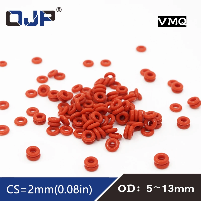 

10PCS/lot Red Silicon Ring Silicone/VMQ O ring OD5/6/7/8/9/10/11/12/13*2mm Thickness Rubber O-Ring Seal Gaskets Oil Ring Washer