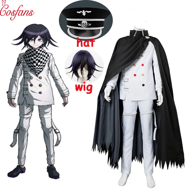 

6 шт. аниме Danganronpa V3 Ouma kokichi косплей костюм японская игра школьная форма костюм шляпа и парик Бесплатная доставка