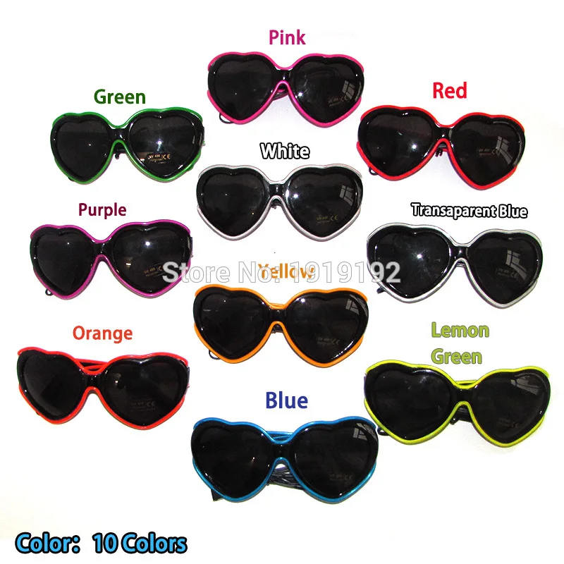 Светящиеся очки в форме сердца подарочные светодиодные для вечеринок голубое