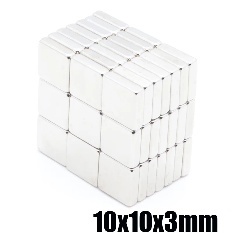 50 шт. мощный магнит 10x10x3 мм N35 Магнитный прямоугольный магнит NdFeB магнитный стальной квадратный магнит 10*10*3 мм