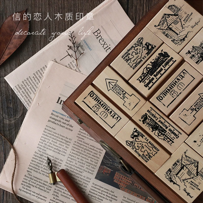 Винтажная дорожная записная книжка Деревянный штамп DIY деревянные резиновые